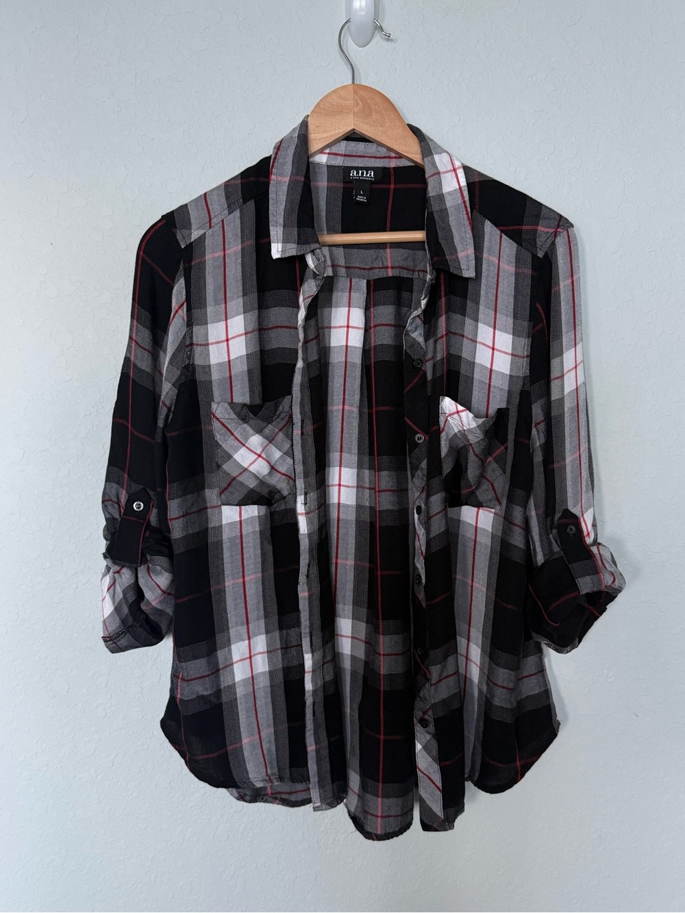 a.n.a Plaid Button-Down Shirt